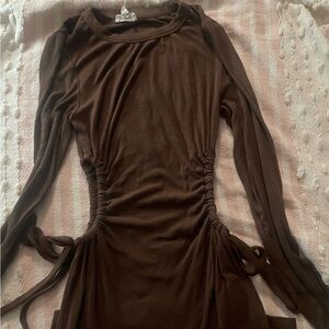 Stylish Brown Ribbed dress
